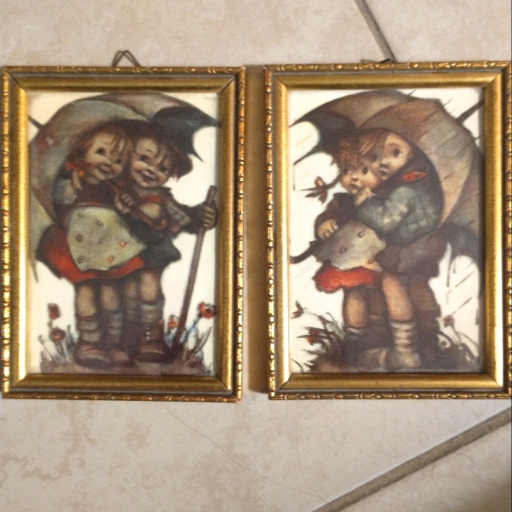 Made in Germany Hummel pictures in vintage frames  4 x 4"